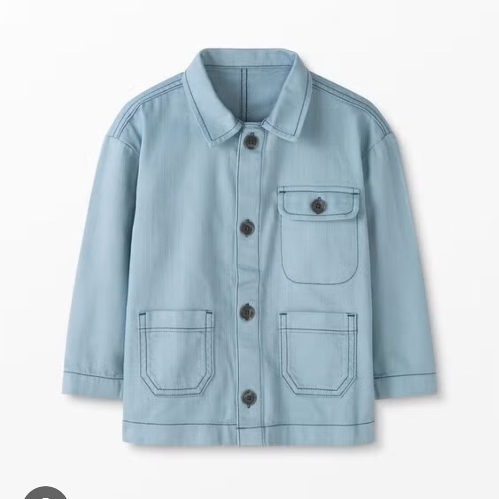 Hanna Andersson lightweight Chore Coat Jacket, light blue, size 5/110